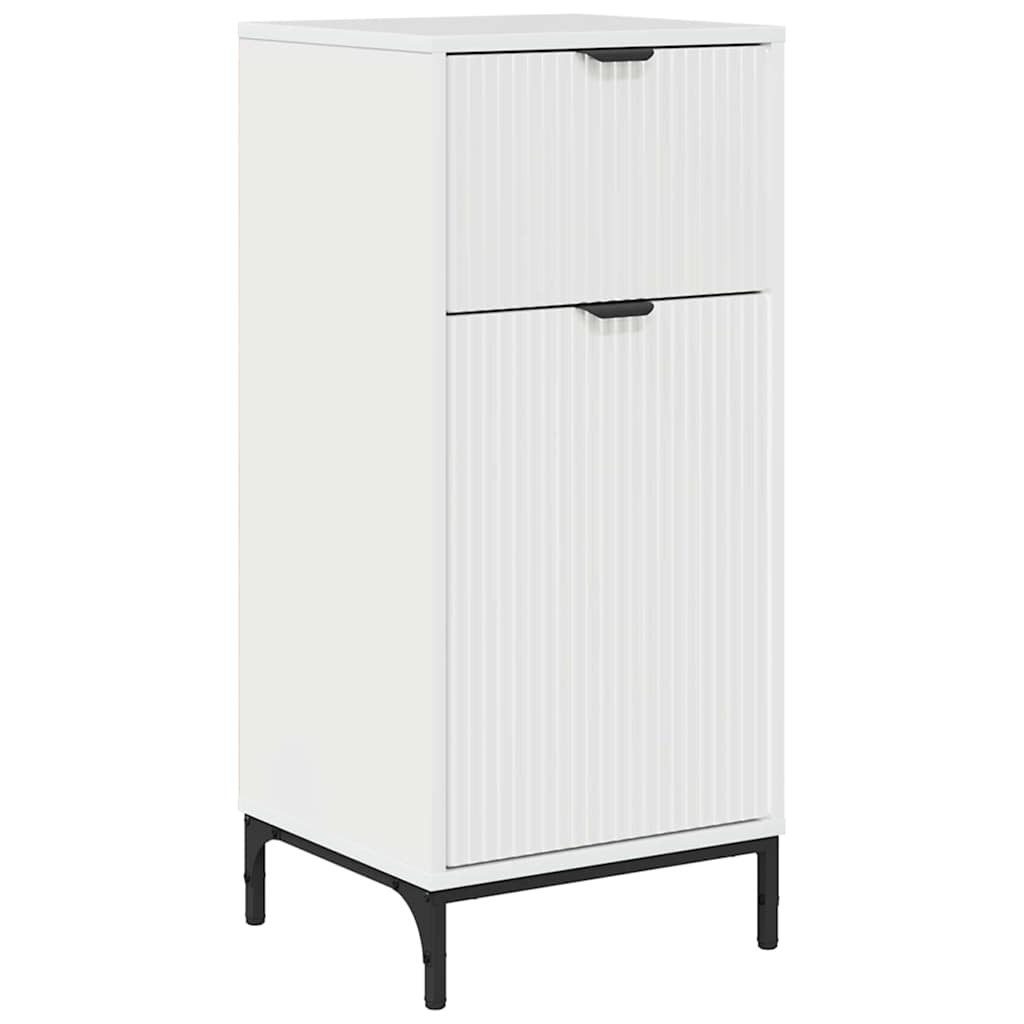 vidaXL Badezimmerschrank mit Speicher Hochglanz Weiß 39,5 x 36 x 88 cm
