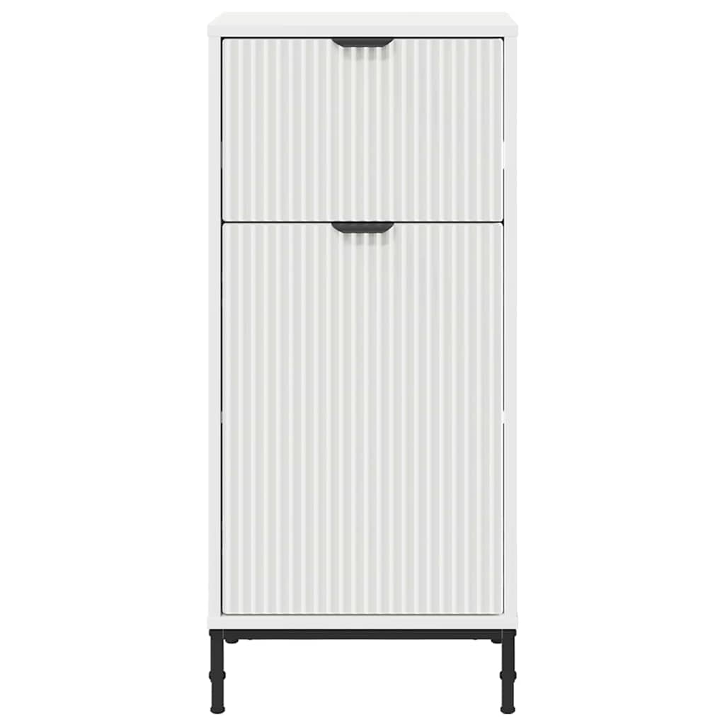 vidaXL Badezimmerschrank mit Speicher Hochglanz Weiß 39,5 x 36 x 88 cm