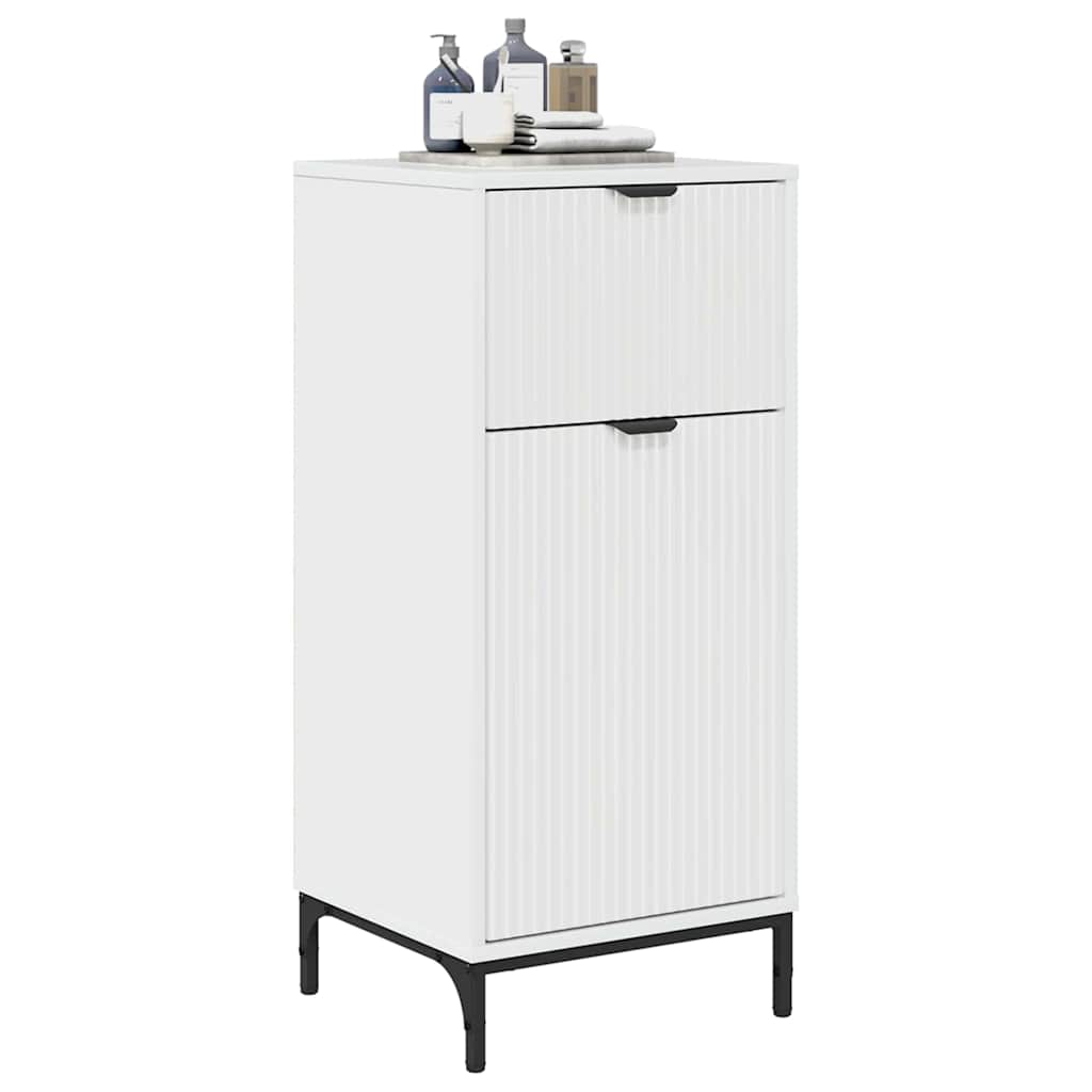 vidaXL Badezimmerschrank mit Speicher Hochglanz Weiß 39,5 x 36 x 88 cm