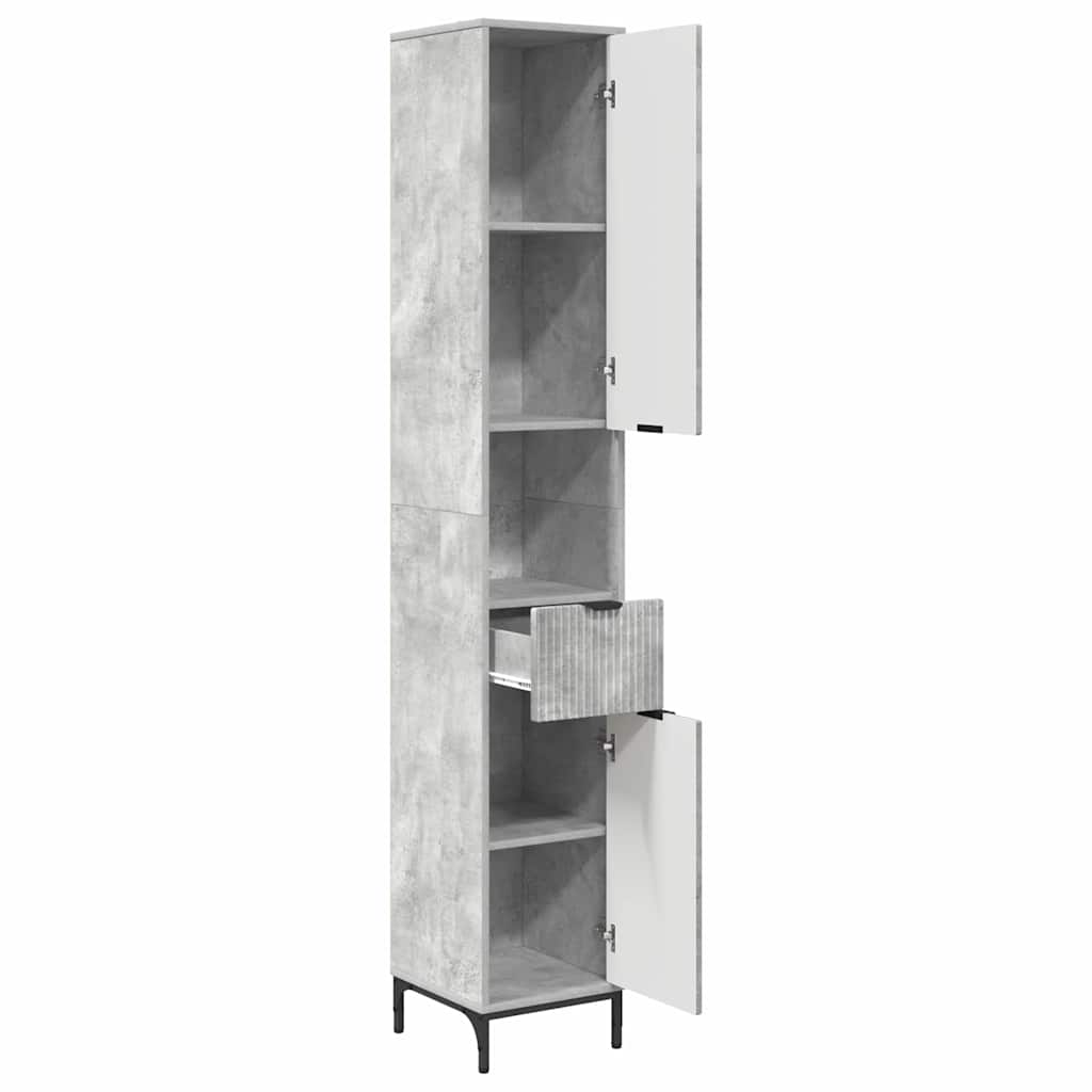 Badezimmerschrank mit Schubladen Beton Grau 31,5 x 33 x 190 cm