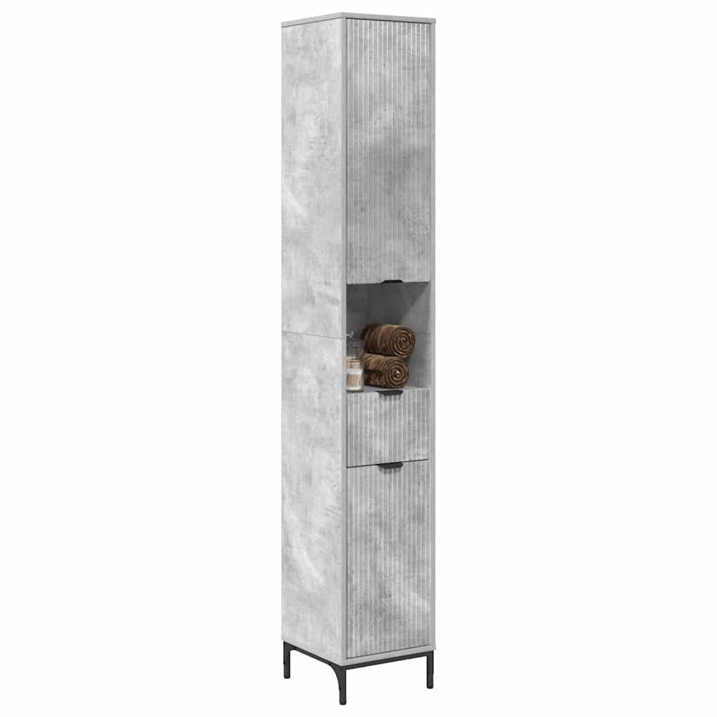 Badezimmerschrank mit Schubladen Beton Grau 31,5 x 33 x 190 cm