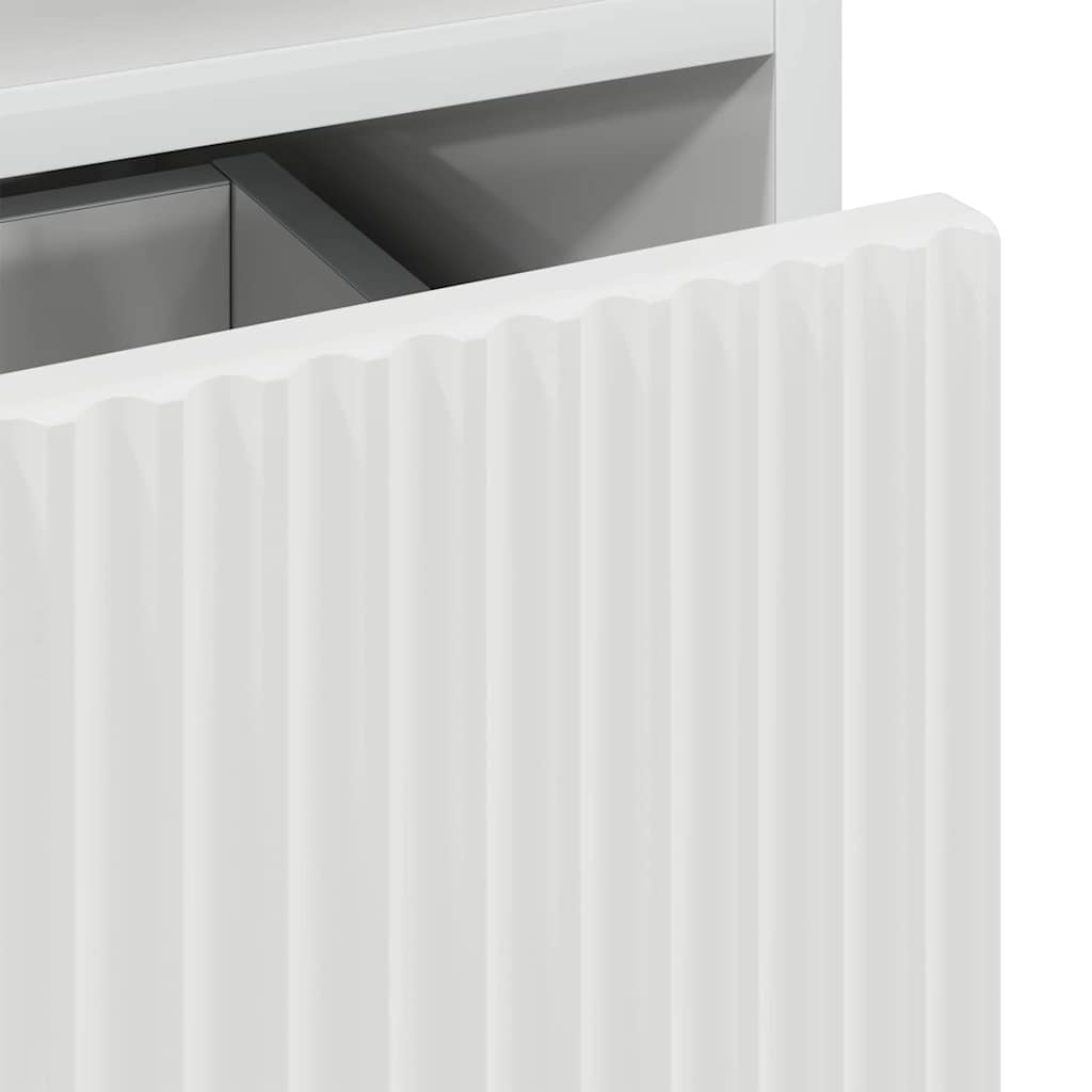 vidaXL Badezimmerschrank mit Tür Hochglanz Weiß 31,5 x 33 x 190 cm