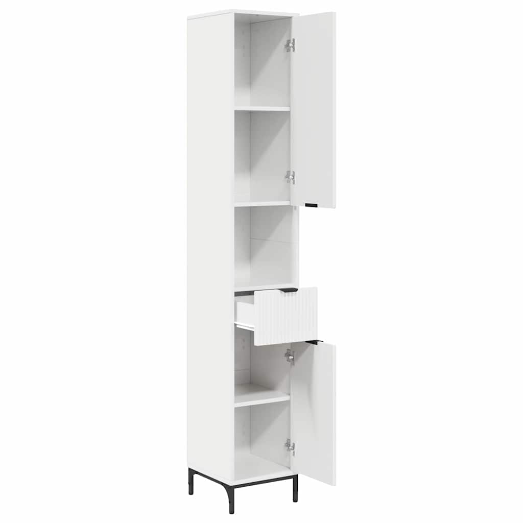 vidaXL Badezimmerschrank mit Tür Hochglanz Weiß 31,5 x 33 x 190 cm