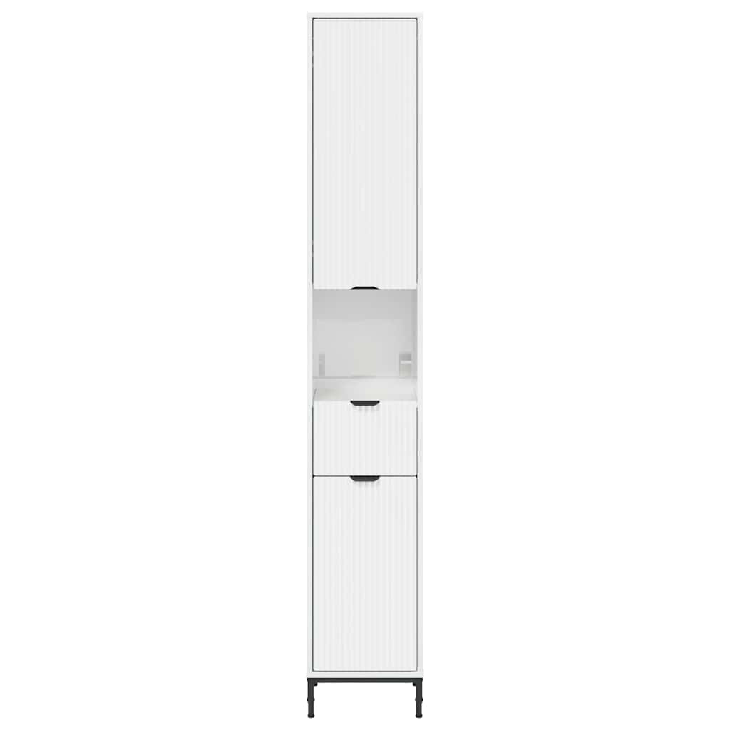 vidaXL Badezimmerschrank mit Tür Hochglanz Weiß 31,5 x 33 x 190 cm
