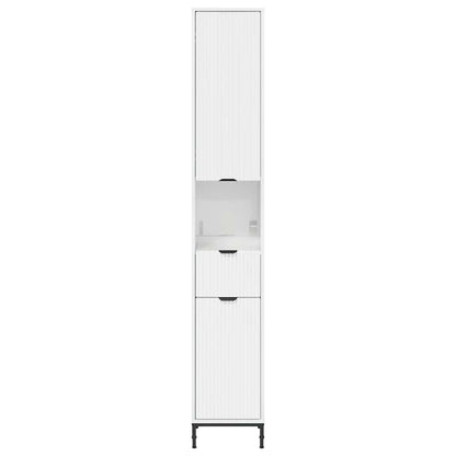 vidaXL Badezimmerschrank mit Tür Hochglanz Weiß 31,5 x 33 x 190 cm