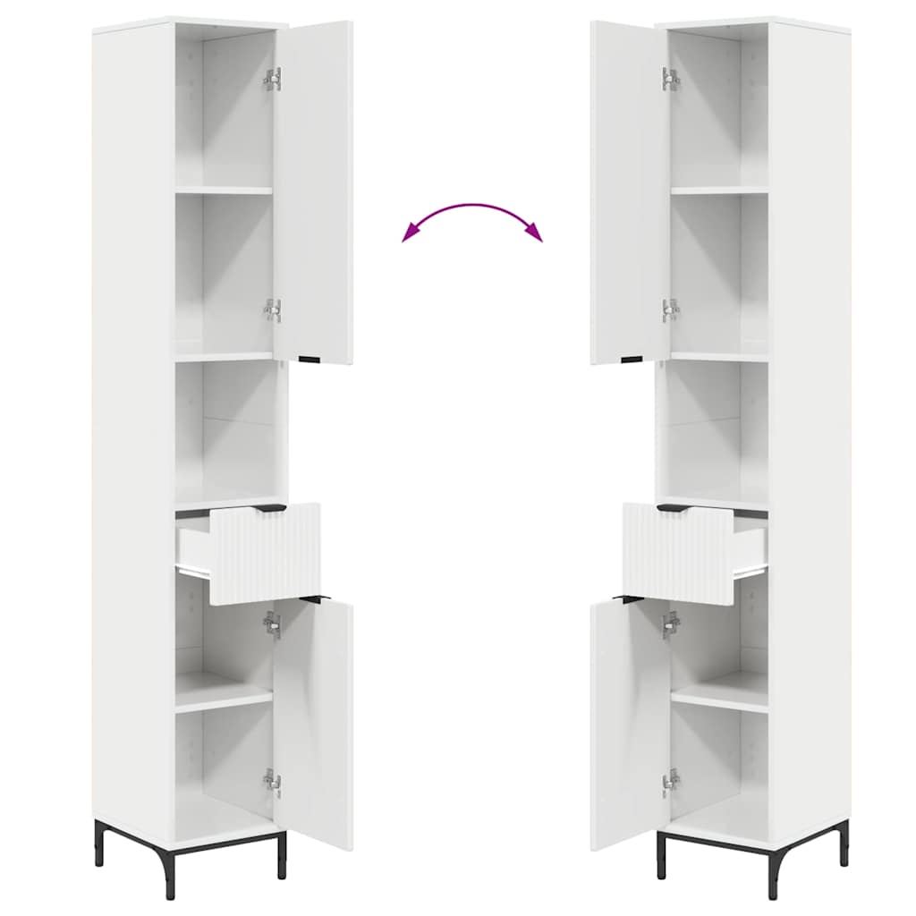 vidaXL Badezimmerschrank mit Tür Hochglanz Weiß 31,5 x 33 x 190 cm