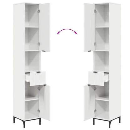 vidaXL Badezimmerschrank mit Tür Hochglanz Weiß 31,5 x 33 x 190 cm