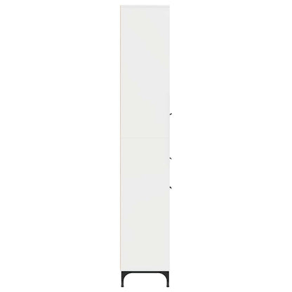 vidaXL Badezimmerschrank mit Tür Hochglanz Weiß 31,5 x 33 x 190 cm