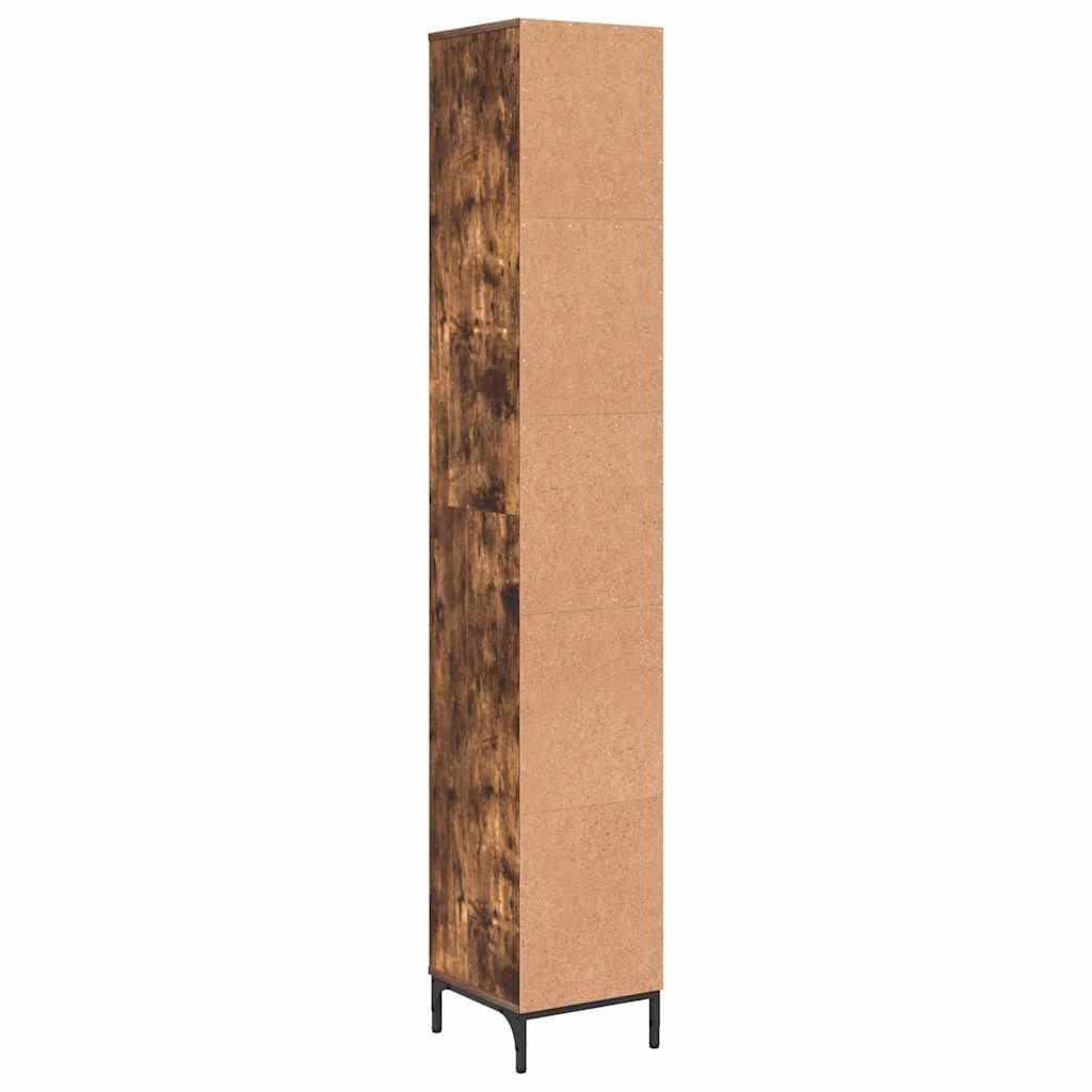vidaXL Badezimmerschrank mit Tür Geräucherte Eiche 31,5 x 33 x 190 cm