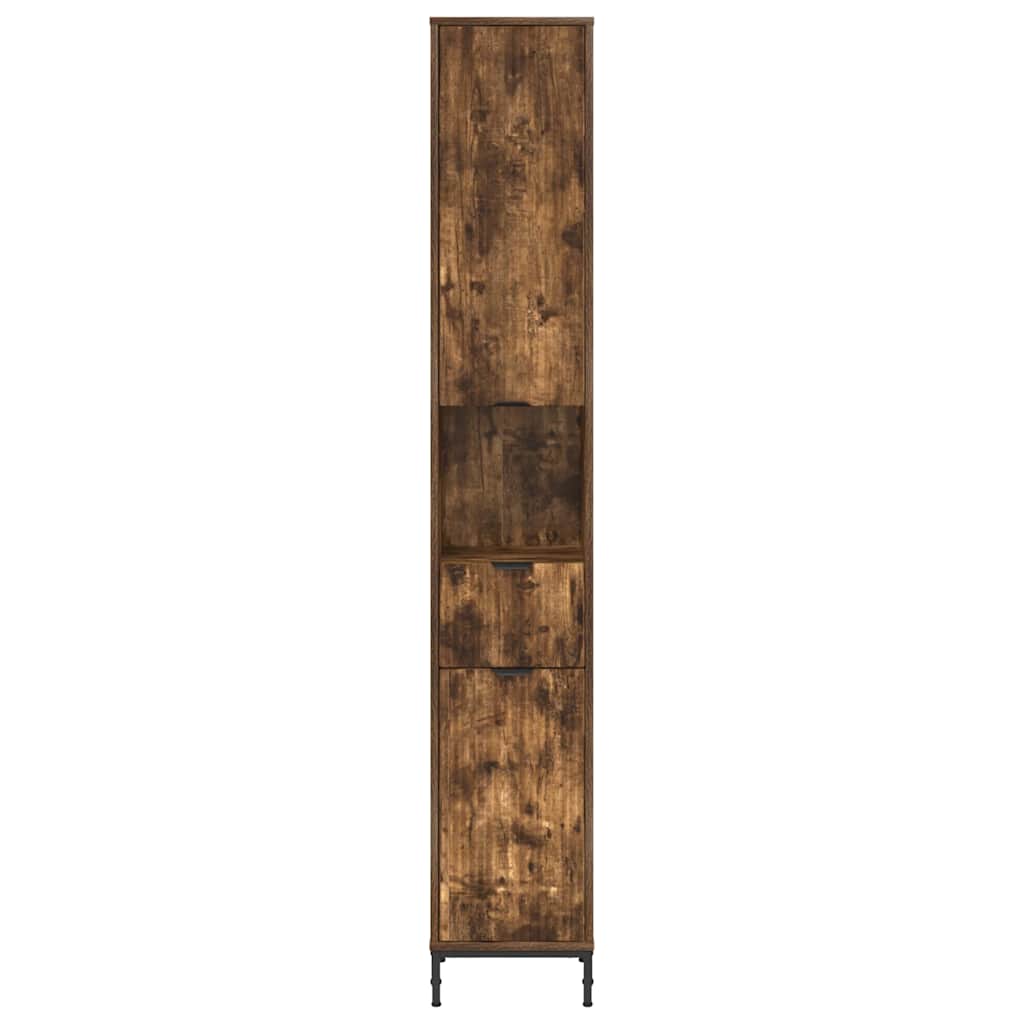 vidaXL Badezimmerschrank mit Tür Geräucherte Eiche 31,5 x 33 x 190 cm