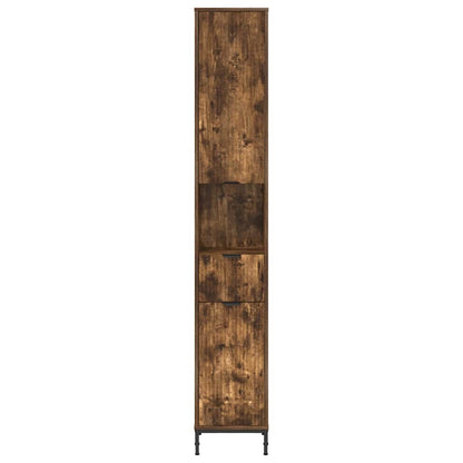 vidaXL Badezimmerschrank mit Tür Geräucherte Eiche 31,5 x 33 x 190 cm