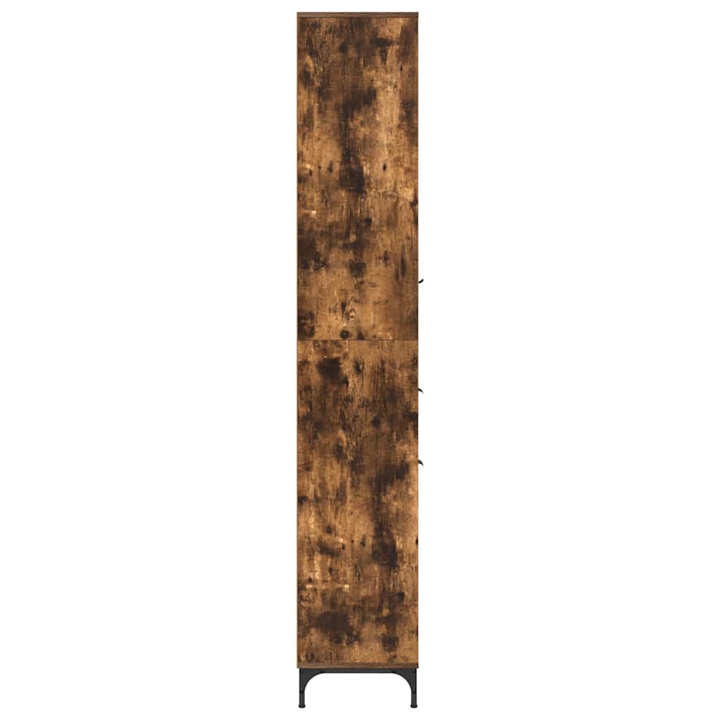 vidaXL Badezimmerschrank mit Tür Geräucherte Eiche 31,5 x 33 x 190 cm