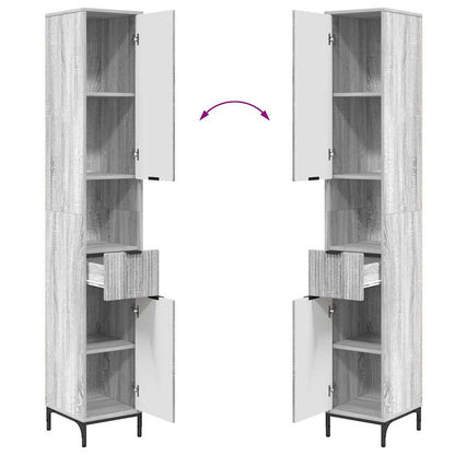 vidaXL Badezimmerschrank mit Speicher Graues Sonoma 31,5 x 33 x 190 cm