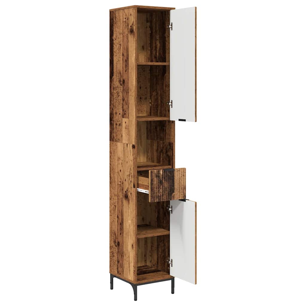 vidaXL Badezimmerschrank mit Schubladen Altholz 31,5 x 33 x 190 cm