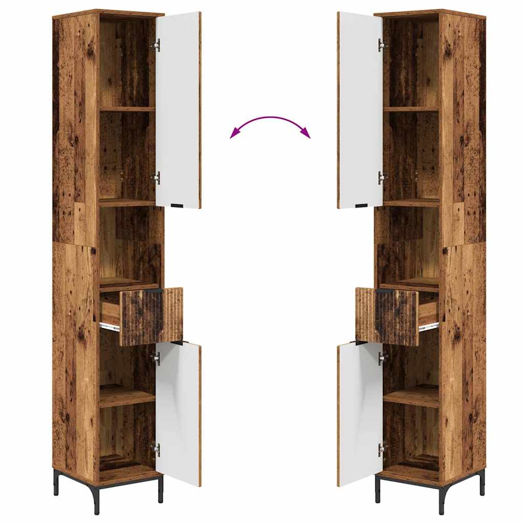 vidaXL Badezimmerschrank mit Schubladen Altholz 31,5 x 33 x 190 cm
