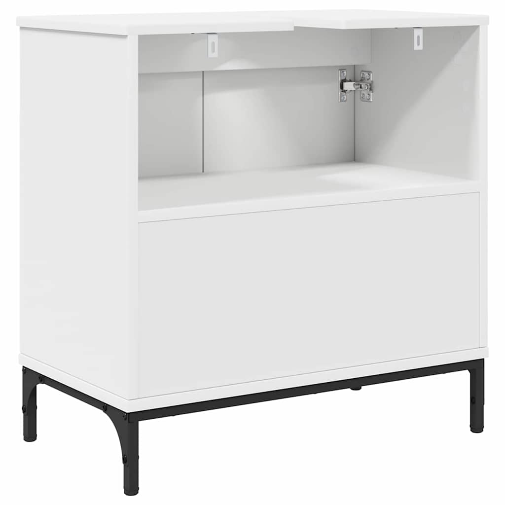 vidaXL Badezimmer Waschbecken Schrank mit Tür Weiß 60,5 x 33,5 x 61 cm