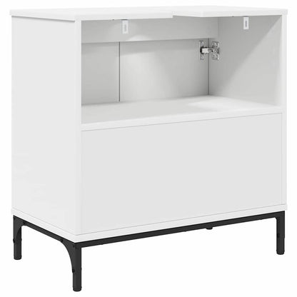 vidaXL Badezimmer Waschbecken Schrank mit Tür Weiß 60,5 x 33,5 x 61 cm