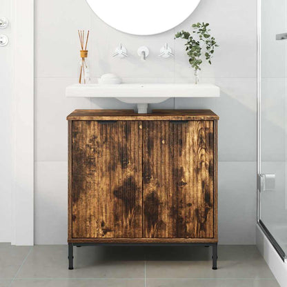 vidaXL Waschbeckenschrank Geräucherte Eiche 60,5 x 33,5 x 61 cm