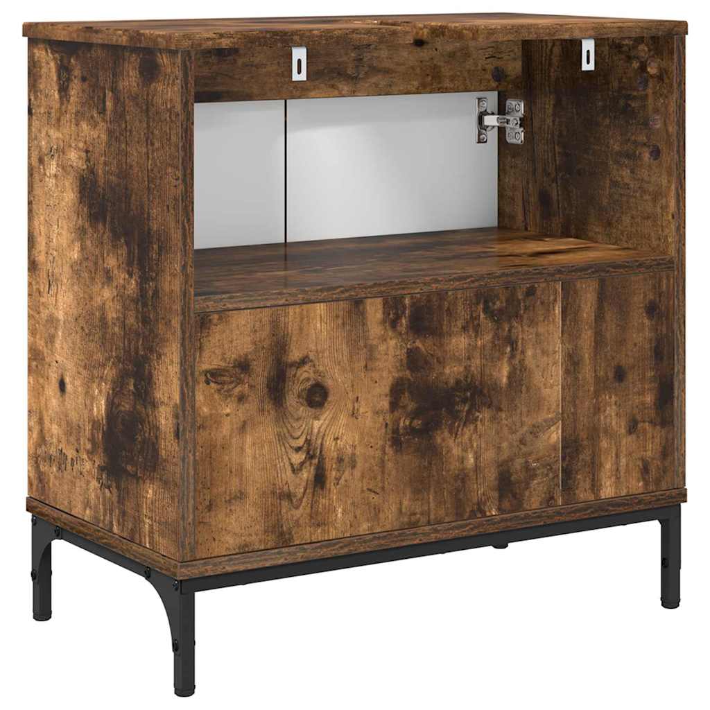 vidaXL Waschbeckenschrank Geräucherte Eiche 60,5 x 33,5 x 61 cm