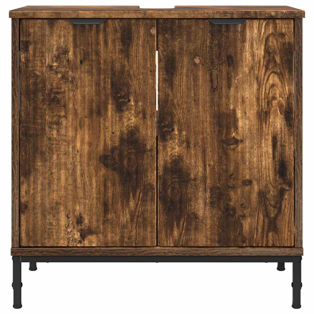 vidaXL Waschbeckenschrank Geräucherte Eiche 60,5 x 33,5 x 61 cm