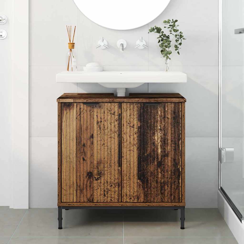 vidaXL Waschbeckenschrank Altholz 60,5 x 33,5 x 61 cm Holzwerkstoff