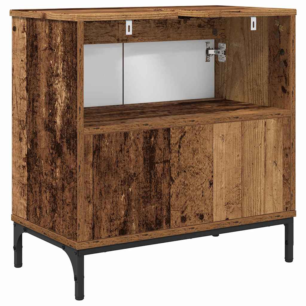 vidaXL Waschbeckenschrank Altholz 60,5 x 33,5 x 61 cm Holzwerkstoff
