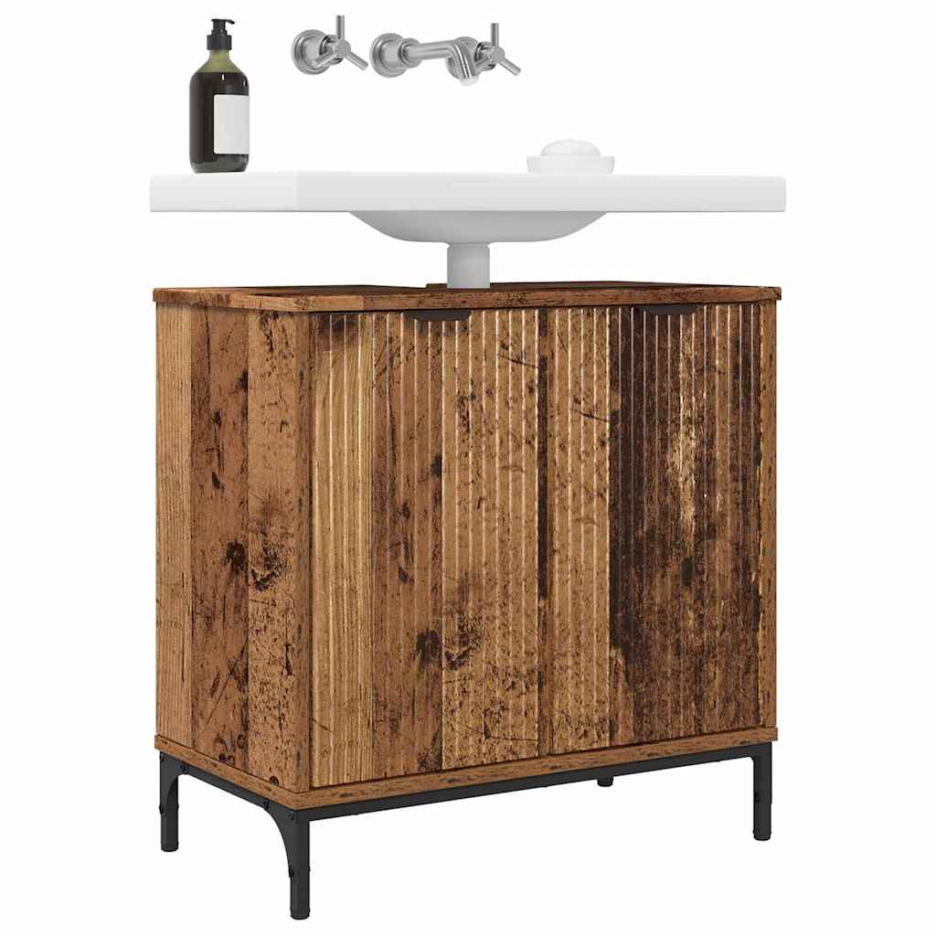 vidaXL Waschbeckenschrank Altholz 60,5 x 33,5 x 61 cm Holzwerkstoff