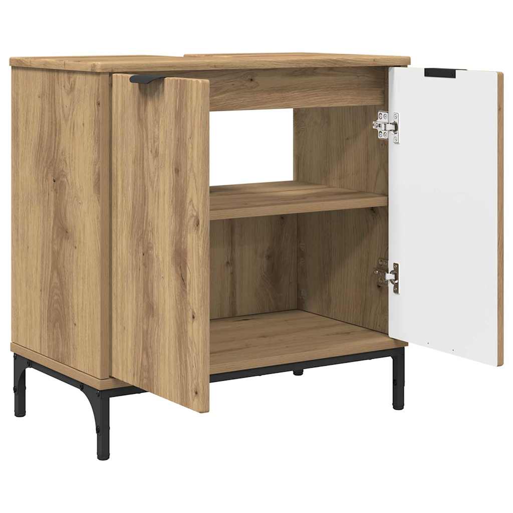 vidaXL Waschbeckenschrank mit Tür Artisan-Eiche 60,5 x 33,5 x 61 cm
