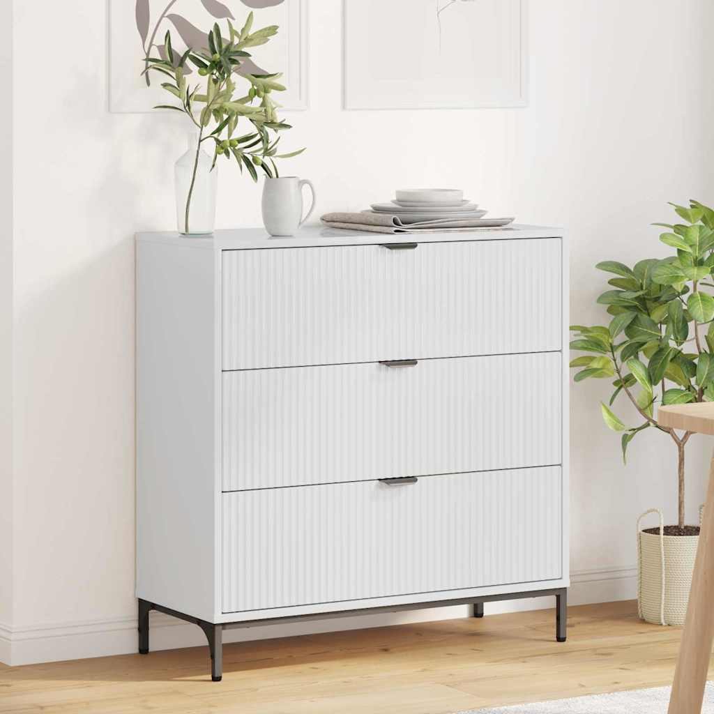 vidaXL Sideboard Hochglanz Weiß 79,5 x 33 x 82 cm Holzwerkstoff