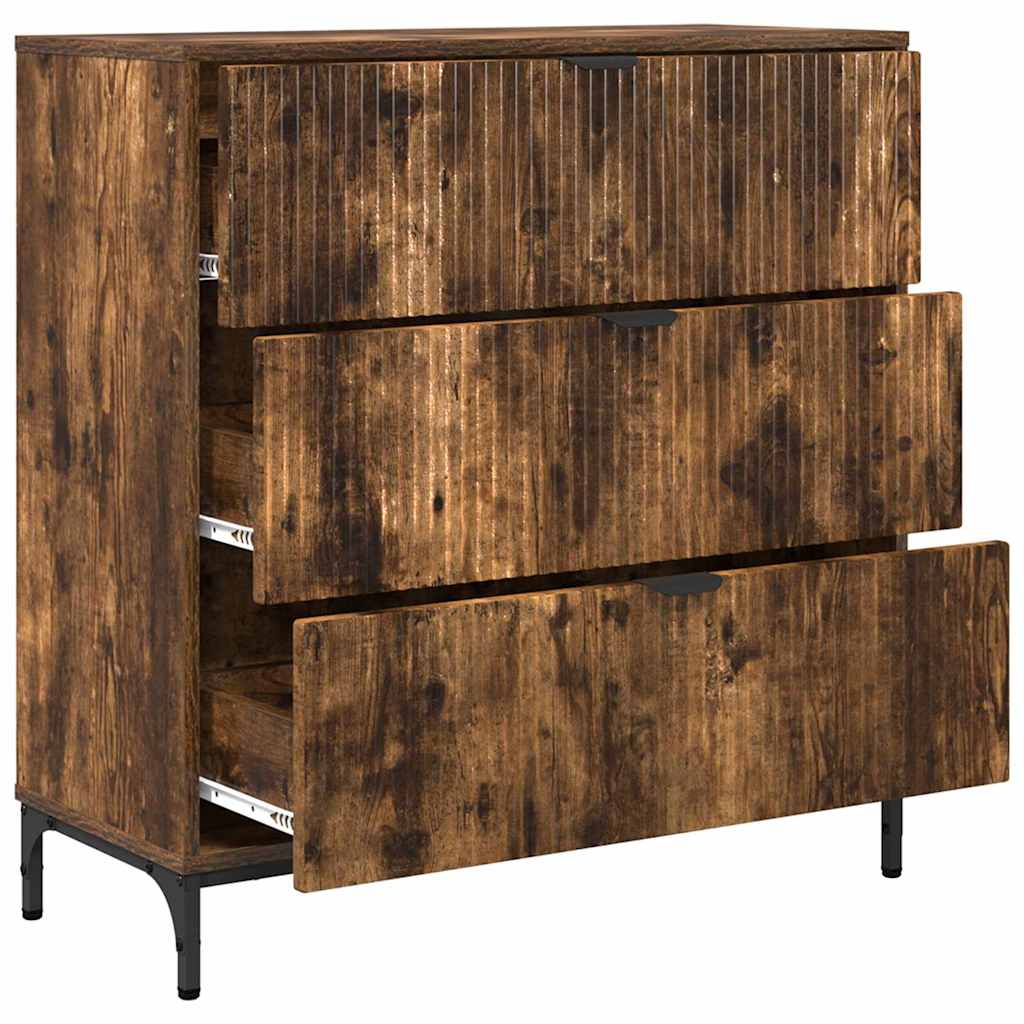 vidaXL Sideboard Geräucherte Eiche 79,5 x 33 x 82 cm Holzwerkstoff