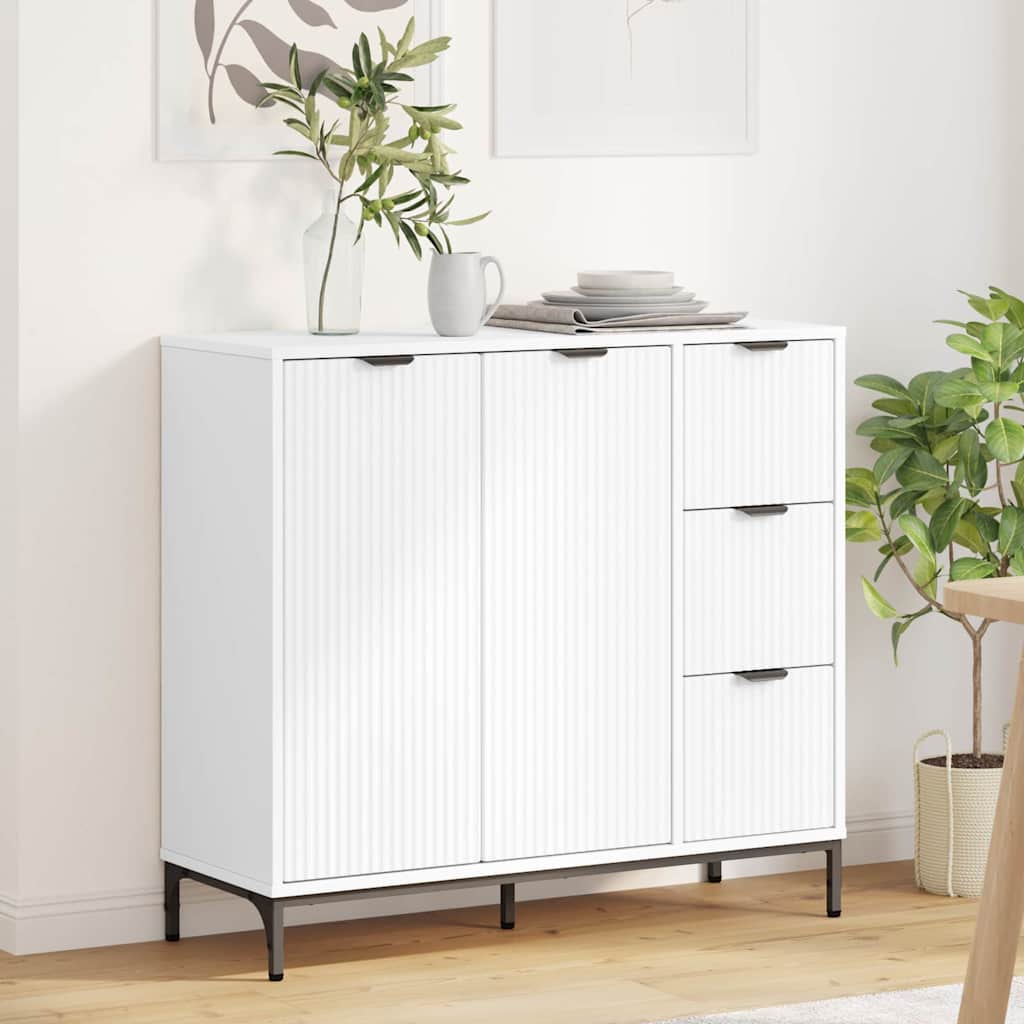 vidaXL Sideboard mit Schubladen Weiß 89,5 x 33 x 82 cm Holzwerkstoff