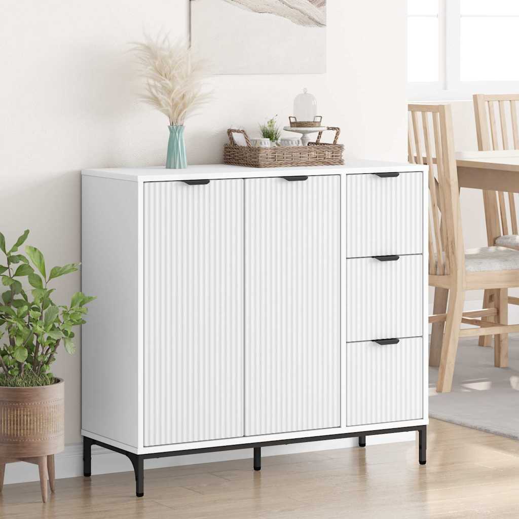 vidaXL Sideboard mit Schubladen Weiß 89,5 x 33 x 82 cm Holzwerkstoff