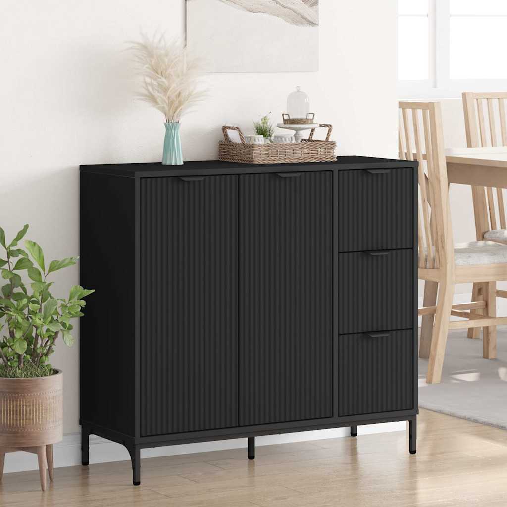 vidaXL Sideboard Schwarz 89,5 x 33 x 82 cm Holzwerkstoff