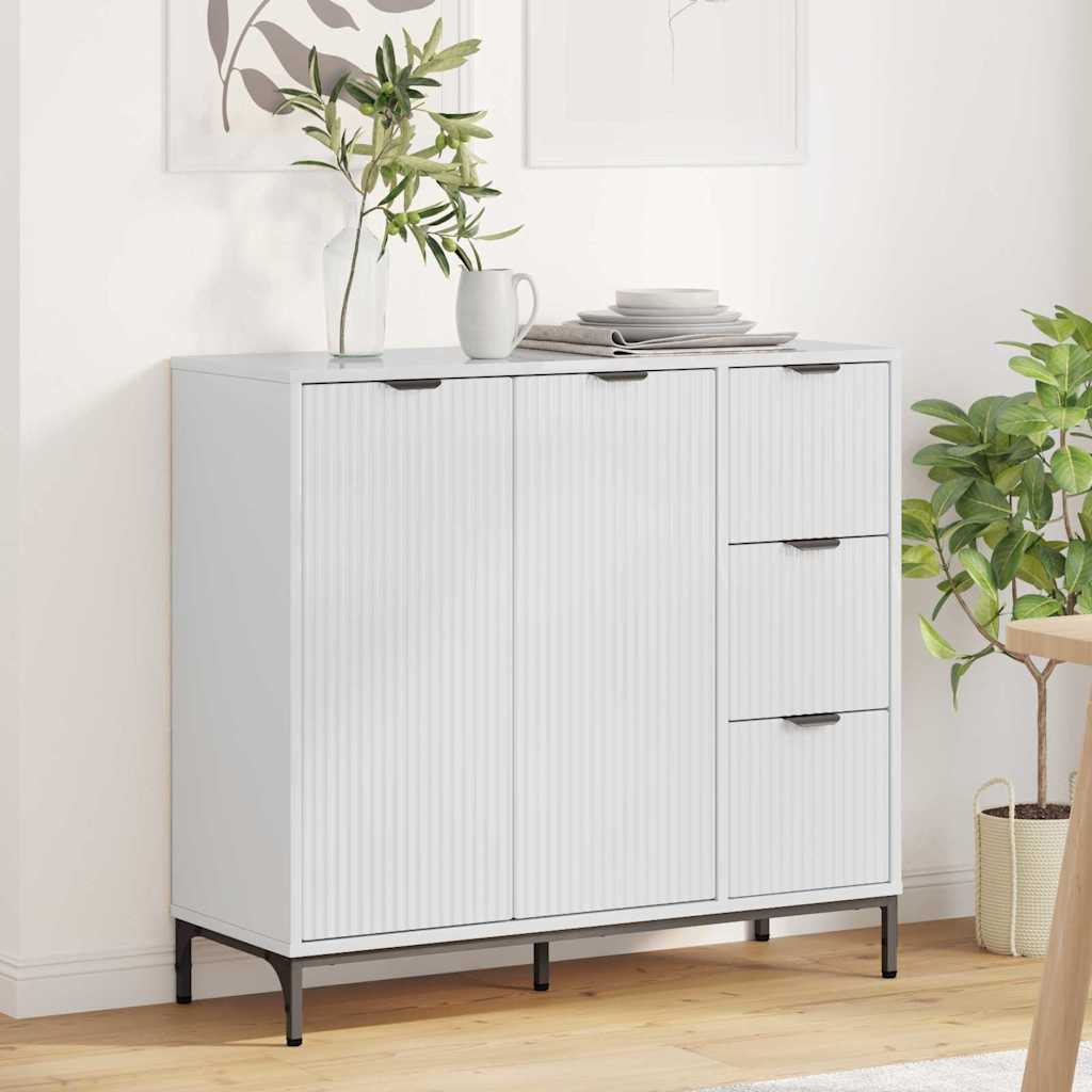 Sideboard Hochglanz Weiß 89,5 x 33 x 82 cm Holzwerkstoff