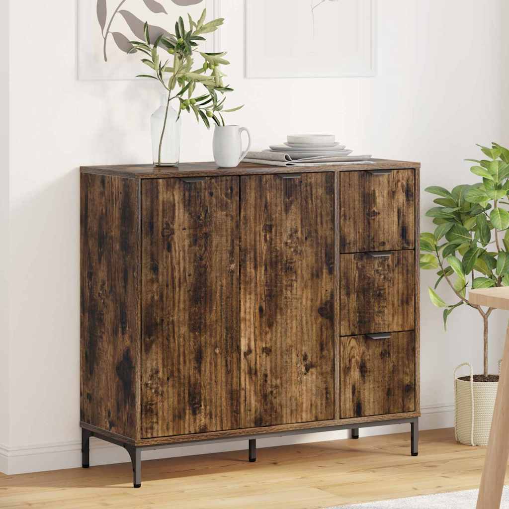 Sideboard Geräucherte Eiche 89,5 x 33 x 82 cm Holzwerkstoff