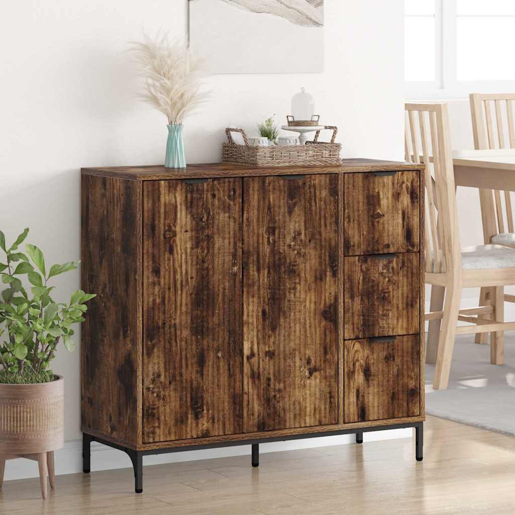Sideboard Geräucherte Eiche 89,5 x 33 x 82 cm Holzwerkstoff
