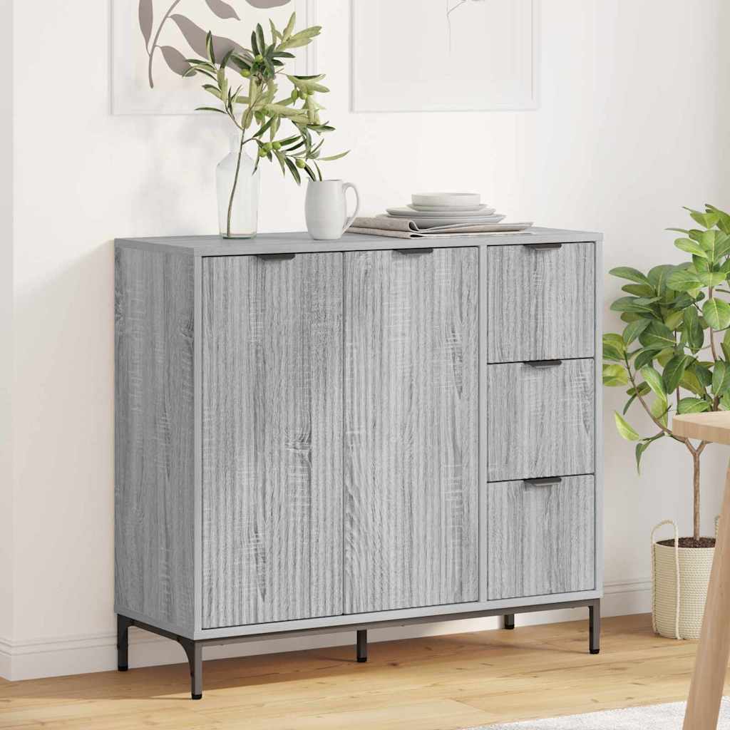 vidaXL Buffet gris chêne Sonoma 89,5 x 33 x 82 cm en bois d'ingénierie