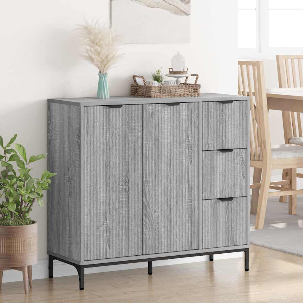 vidaXL Buffet gris chêne Sonoma 89,5 x 33 x 82 cm en bois d'ingénierie