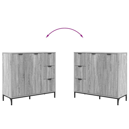 vidaXL Buffet gris chêne Sonoma 89,5 x 33 x 82 cm en bois d'ingénierie