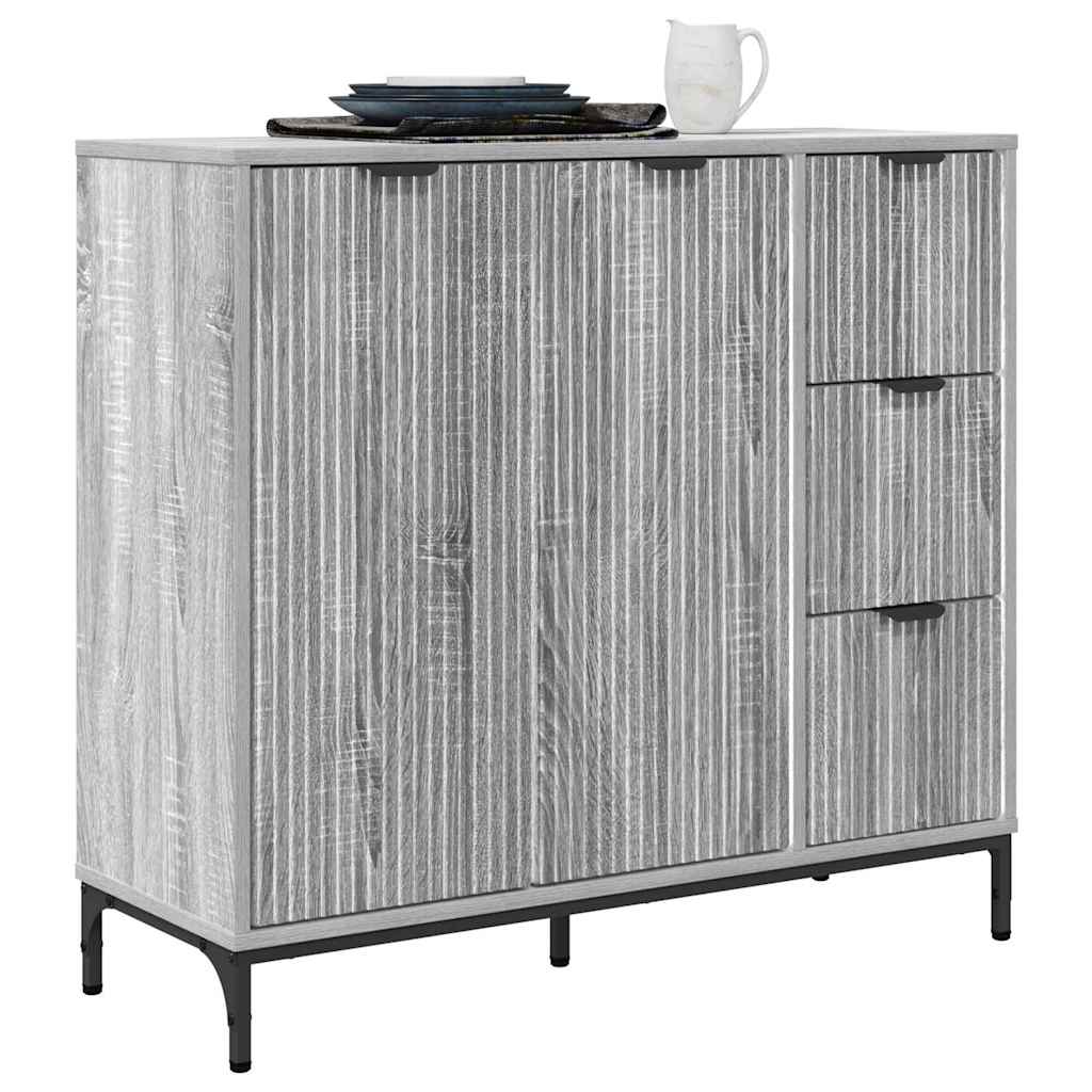 vidaXL Buffet gris chêne Sonoma 89,5 x 33 x 82 cm en bois d'ingénierie