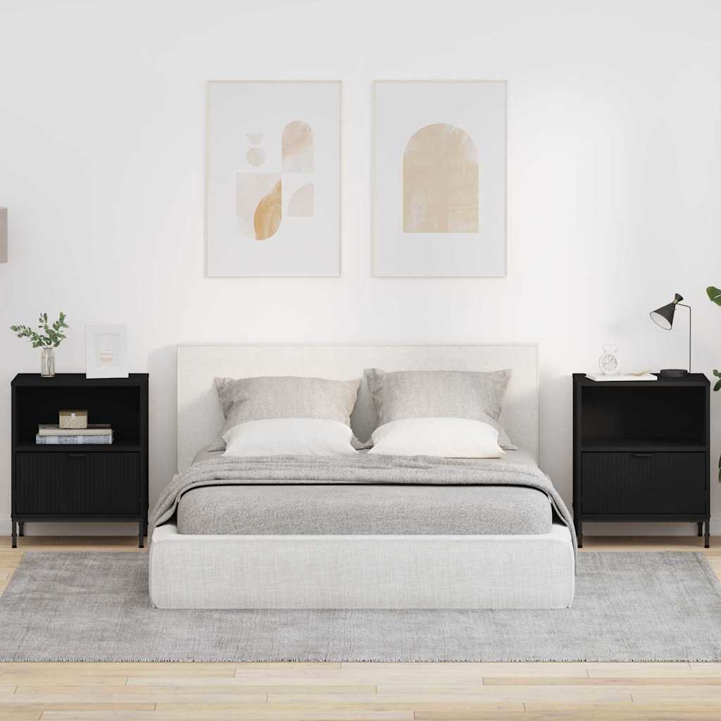 Nachttisch 2 pcs Schwarz 49 x 36 x 61 cm Holzwerkstoff