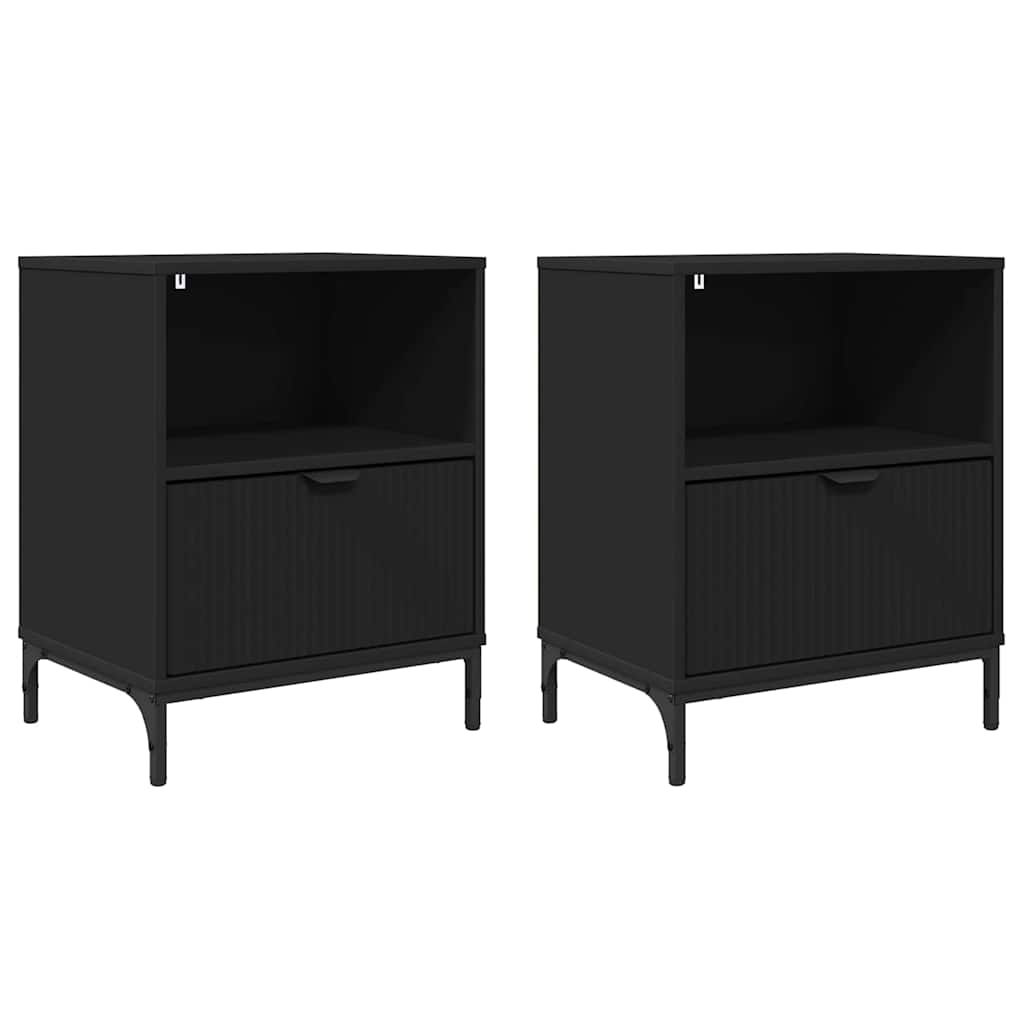 Nachttisch 2 pcs Schwarz 49 x 36 x 61 cm Holzwerkstoff