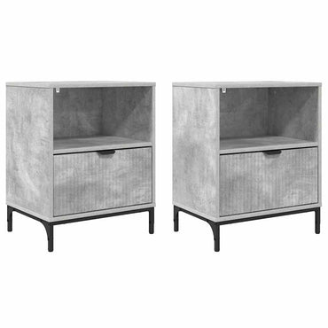 vidaXL Nachttisch 2 pcs Betongrau 49 x 36 x 61 cm Holzwerkstoff