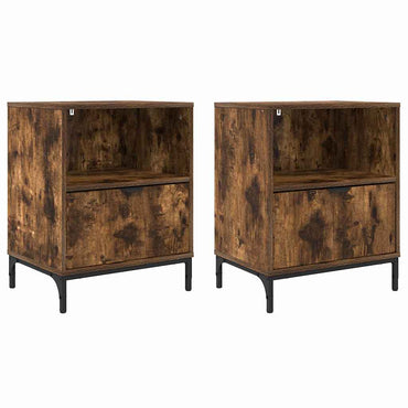 vidaXL Nachttisch 2 pcs Räuchereiche 49 x 36 x 61 cm Holzwerkstoff