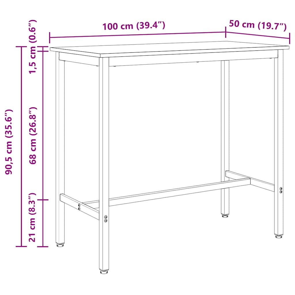 Tisch Graues Sonoma 100 x 50 x 90,5 cm