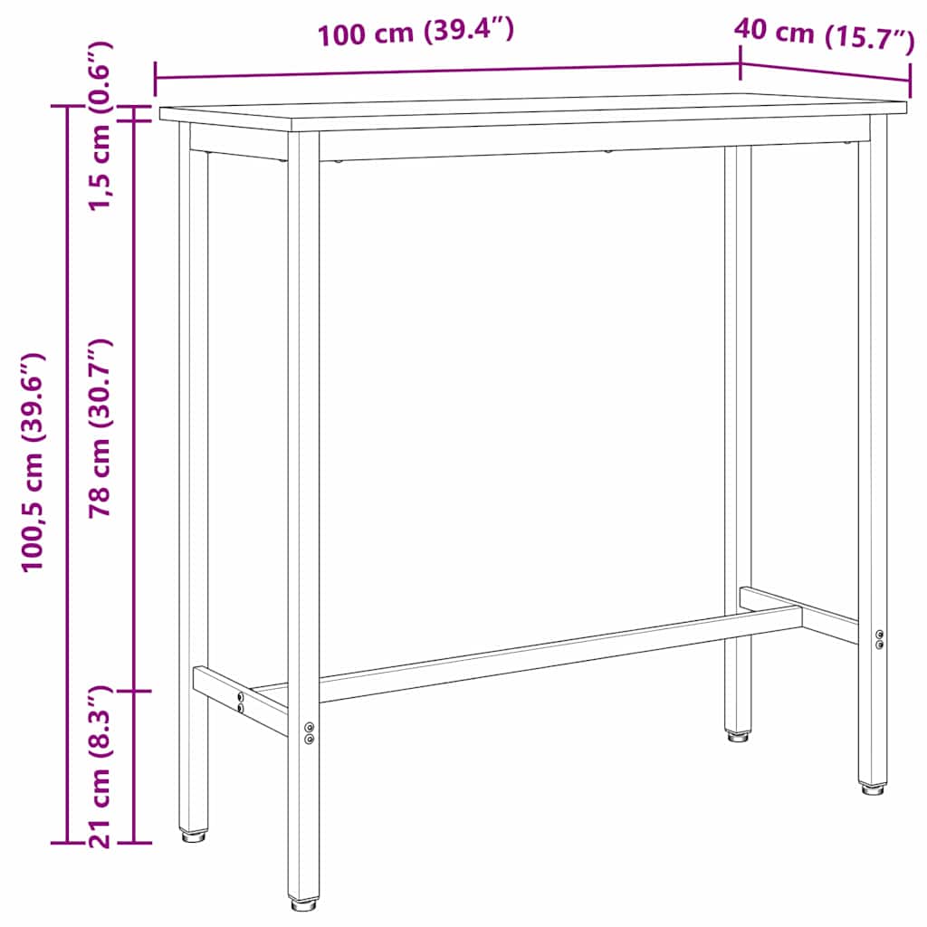 Tisch Geräucherte Eiche 100 x 40 x 100,5 cm
