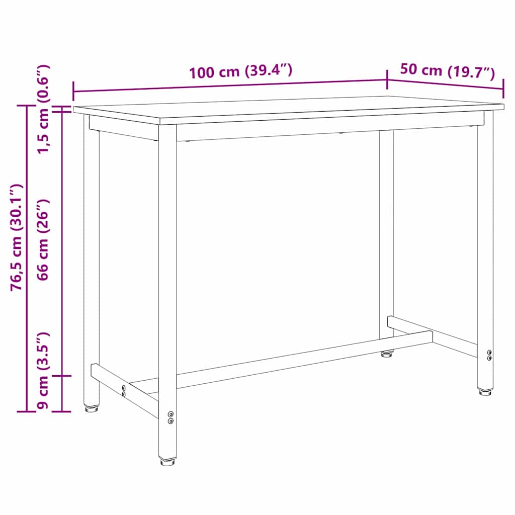 Tisch Geräucherte Eiche 100 x 50 x 76,5 cm