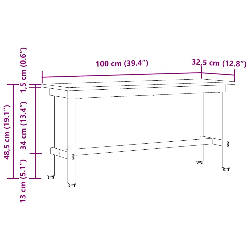 Esstischbank 2 pcs Sonoma-Eiche 100 x 32,5 x 48,5 cm