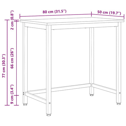 vidaXL Tisch Natur 80 x 50 x 77 cm Ingenieure Holz und Stahl