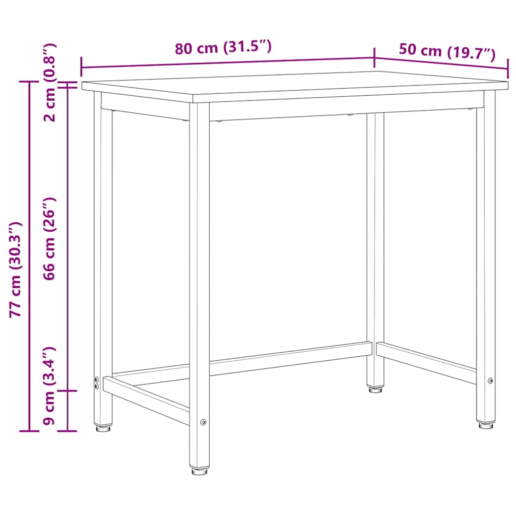 vidaXL Tisch Weiß 80 x 50 x 77 cm Ingenieure Holz und Stahl